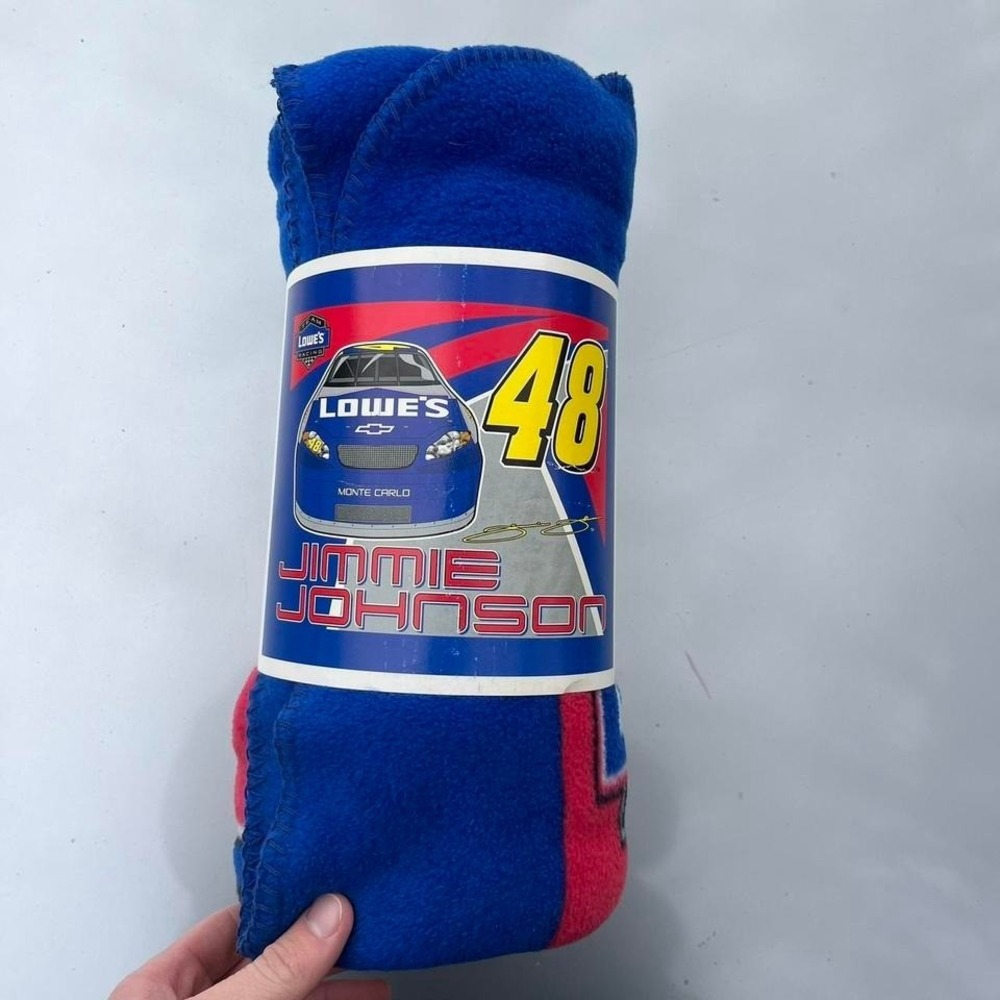 Brand new Jimmy Johnson NASCAR Blue and red fleece blanket 50" x 60"#fleeceblank